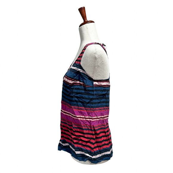 Joie Silk Shirt Size Medium Striped T-Back Boho Preppy Sleeveless Tank Top (6) - Picture 7 of 8